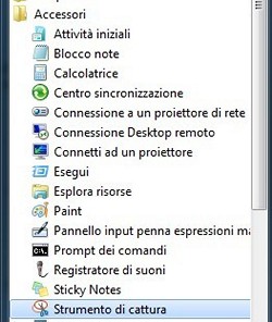 menu Accessori strumento di cattura